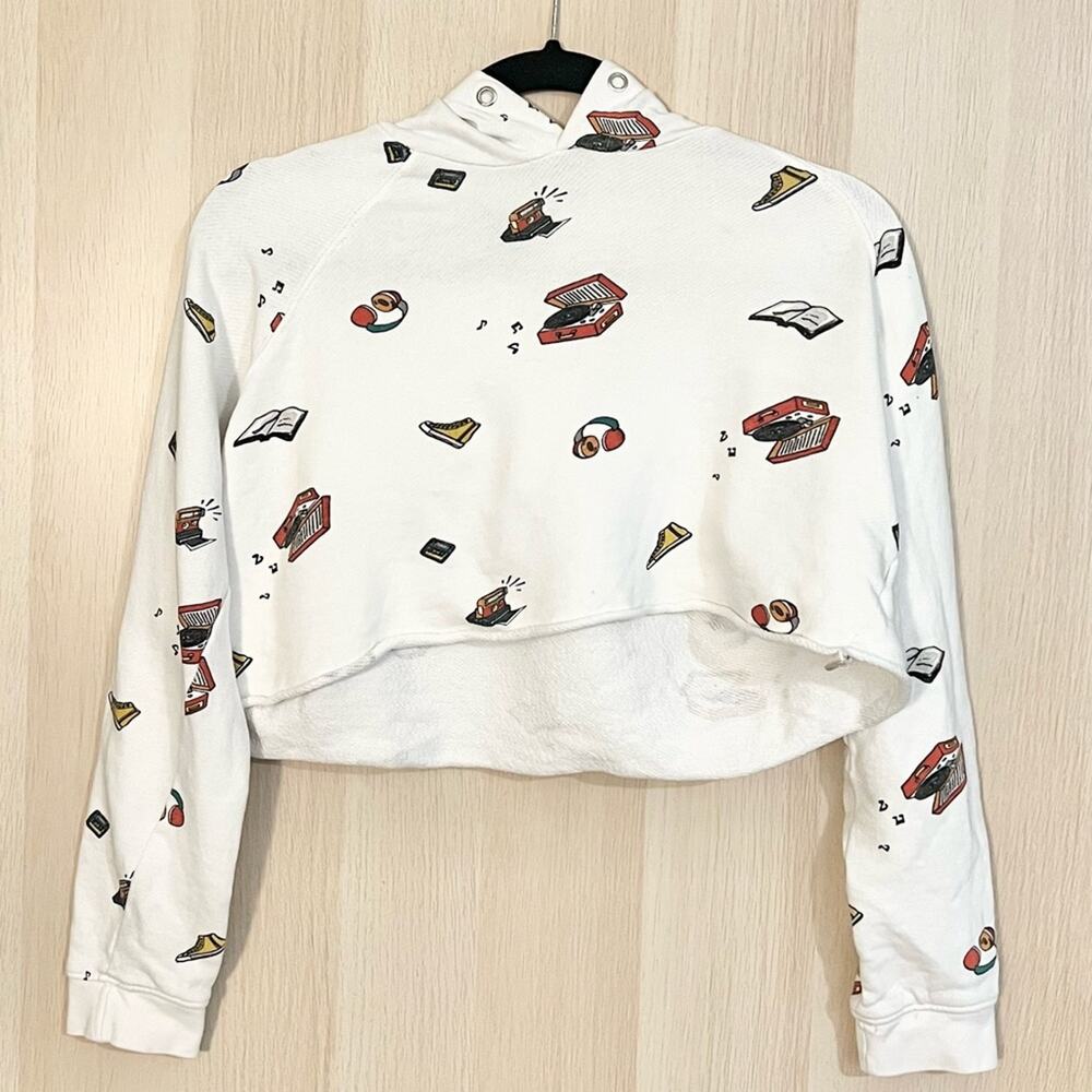 Forever 21 Music and Sneakers Cropped Hoodie
